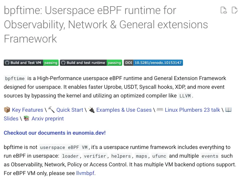 bpftime: Userspace eBPF runtime for Observability, Network & General extensions Framework