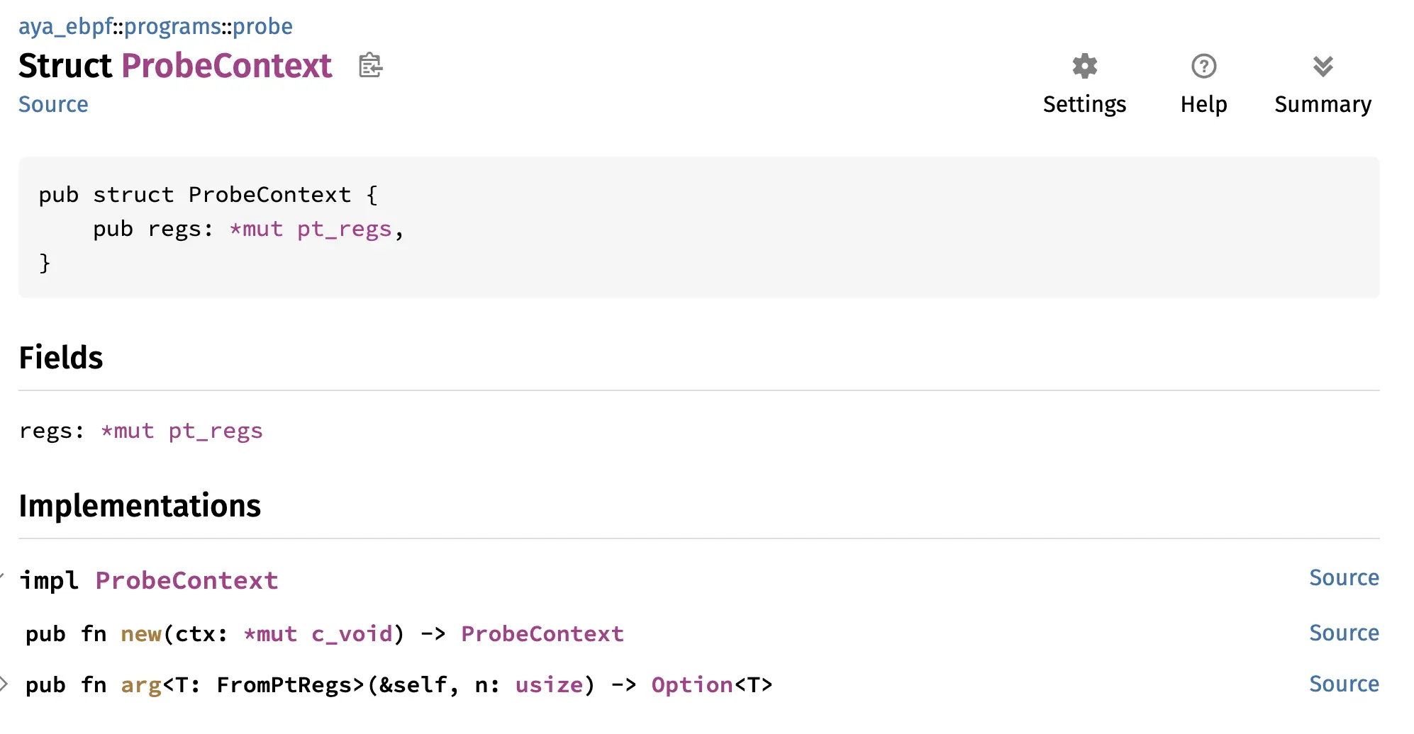 Documentation of ProbeContext