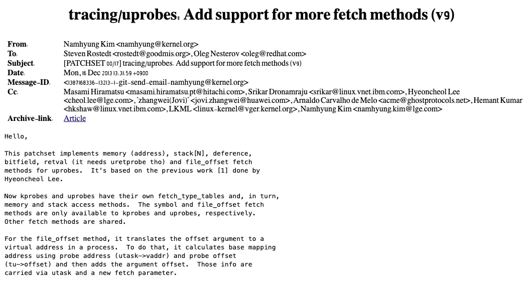 Patching uprobe
