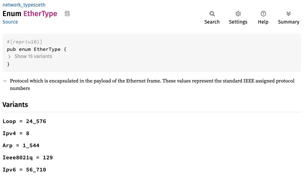 Documentation EtherType