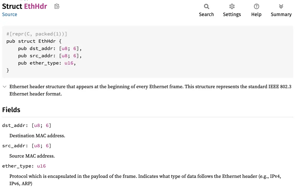 ethhdr documentation