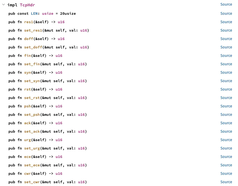 Documentation TCPHdr
