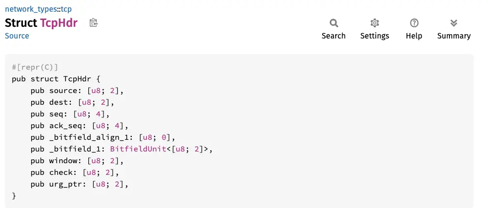 Documentation TCPHdr