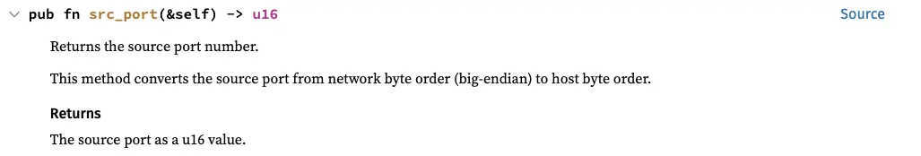 Documentation UdpHdr src port