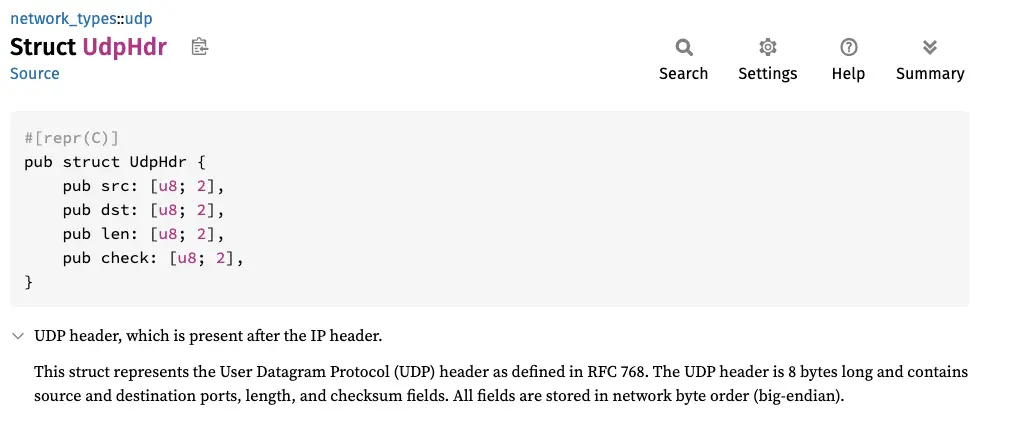 Documentation UdpHdr
